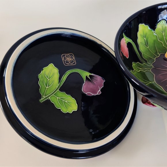 J McCall Blue Sky Icing on the Cake Footed Covered Candy Dish 2004 Signed - Picture 4 of 6